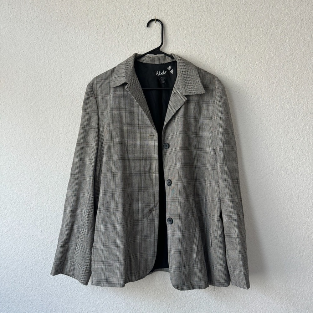 Gray Plaid Oversized Blazer - Picture 3 of 11